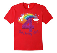 4th Birthday Girl Princess Rainbow Unicorn T Shirt Tee