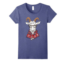 Hipster Goat With Ugly Christmas Sweater on T-Shirt