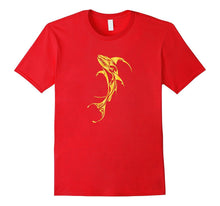 Dabbing Shark Skeleton Tribal Tattoo T-Shirt, Fire Gold