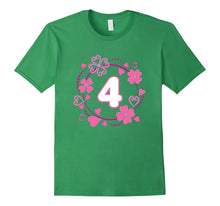 Cute Clover Hearts 4th Birthday T-Shirt Pink Flower Art Gift
