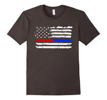 Firefighter Police Red Blue Line American Flag T-Shirt