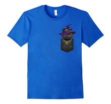 Black Cat Witch in Chest Pocket Halloween T-Shirt
