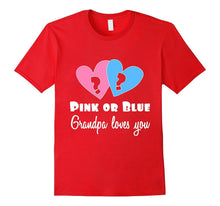 Gender Reveal T Shirt for Grandpa Pink or Blue Pa Loves You