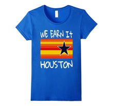 Houston Baseball T-Shirt Throwback Astro Stripe WE EARN IT