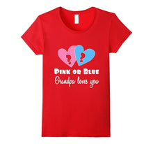 Gender Reveal T Shirt for Grandpa Pink or Blue Pa Loves You