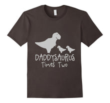 Men's DADDYSAURUS TIMES TWO Twins Father Dad Kids Dinosaur Shirt