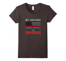 Firefighter Wife Shirt Women My Heart Belongs FireFighter