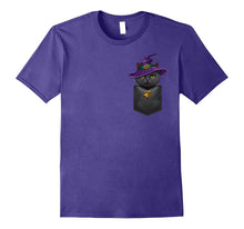 Black Cat Witch in Chest Pocket Halloween T-Shirt