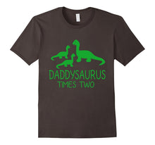 Men's DADDYSAURUS TIMES TWO Twins Father Dad Kids Dinosaur Green
