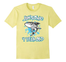 Awesome Shark Jawsome 4th Birthday Funny T-Shirt 4 Yr Old