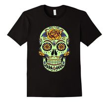 Glow Effect Mexican Floral Day of the Dead Skull T Shirt