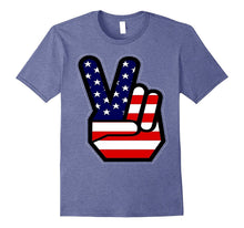 4th of July Shirt USA American Flag Peace Sign Hand Kids