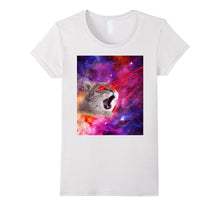 Cool Crazy Angry Cat With Laser Eyes in Space Galaxy T-Shirt
