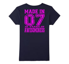 10th Birthday Gift Shirt Made in 07 10 Years of Awesomeness