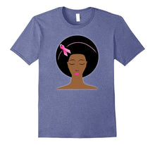 Breast Cancer Awareness Pink Ribbon Black Women Afro T-Shirt