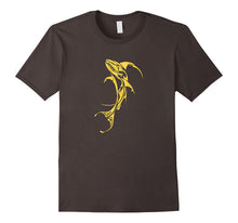 Dabbing Shark Skeleton Tribal Tattoo T-Shirt, Fire Gold