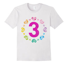 3rd Birthday T-Shirt for Girls Shiny Hearts Princess Three