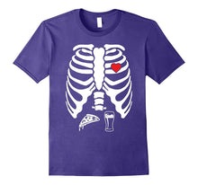 Skeleton Pregnancy Pizza Beer X-Ray Halloween T-Shirt