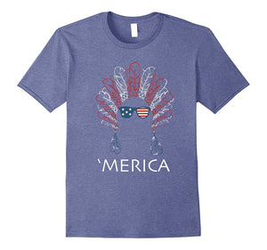 'Merica Native American Hipster Flag Glasses T-Shirt