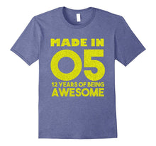 12th Birthday Gift T-Shirt Made in 2005 Awesome 12 Years Old