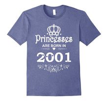 Princesses Are Born in 2001 T-Shirt 16th Birthday Gift Girl