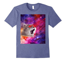 Cool Crazy Angry Cat With Laser Eyes in Space Galaxy T-Shirt