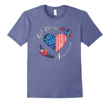 God Bless America USA Heart Patriotic Boho July 4th T-Shirt
