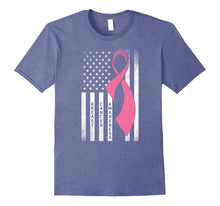 Breast Cancer Awareness T-Shirt American Flag Distressed Tee
